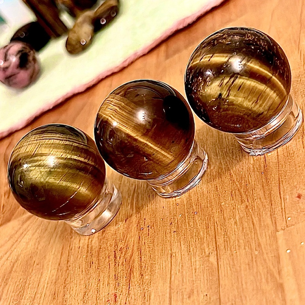 Tiger's Eye Crystal Spheres Set